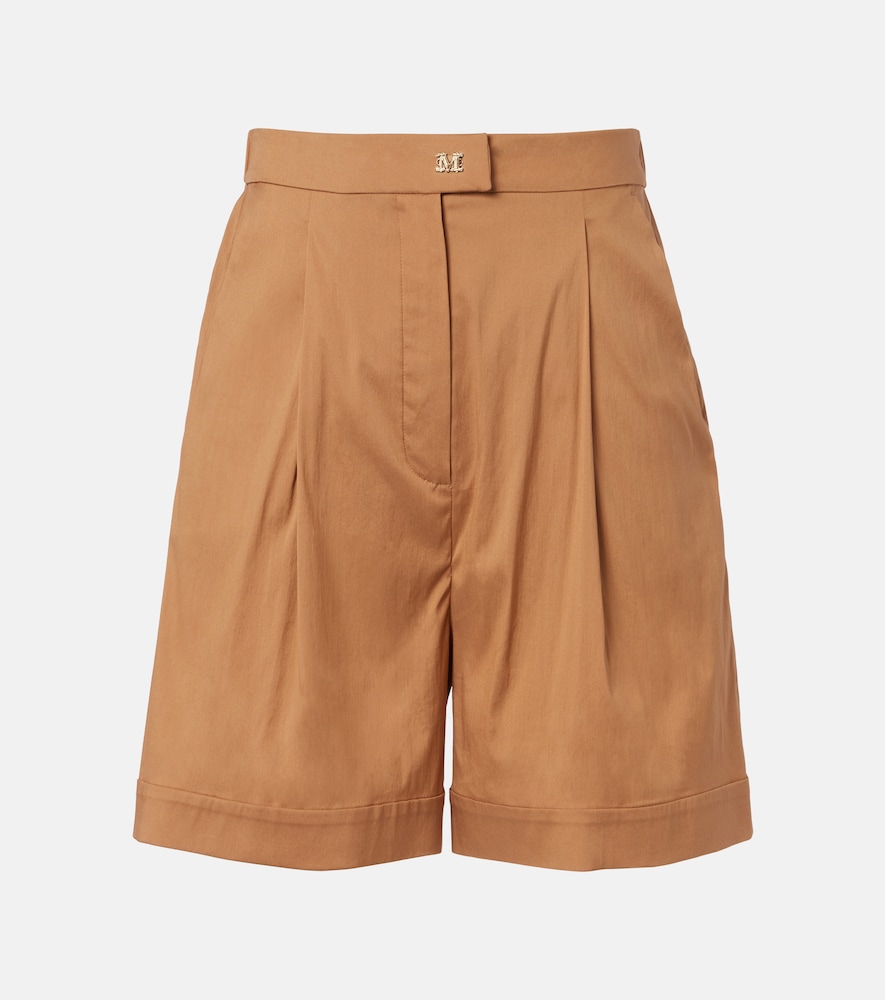 Medeola pleated cotton-blend Bermuda shorts