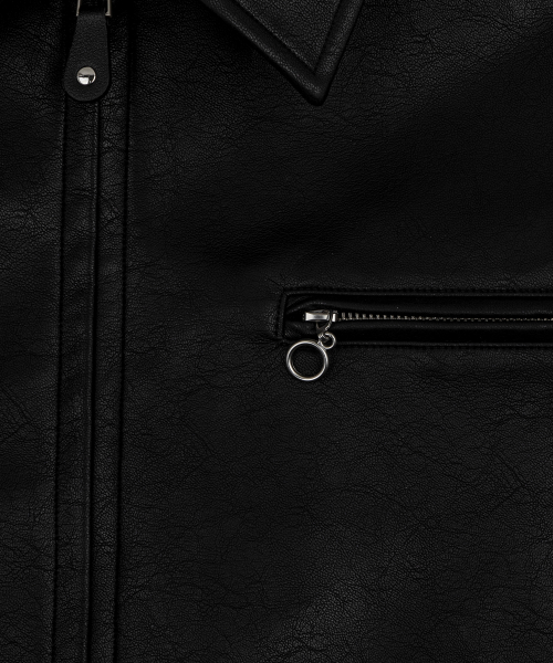 Chest Leather Jacket Black