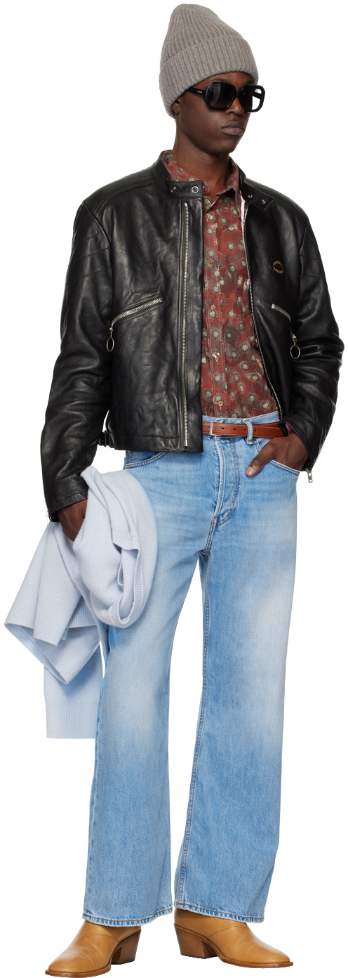 Black Distressed Leather Jacket