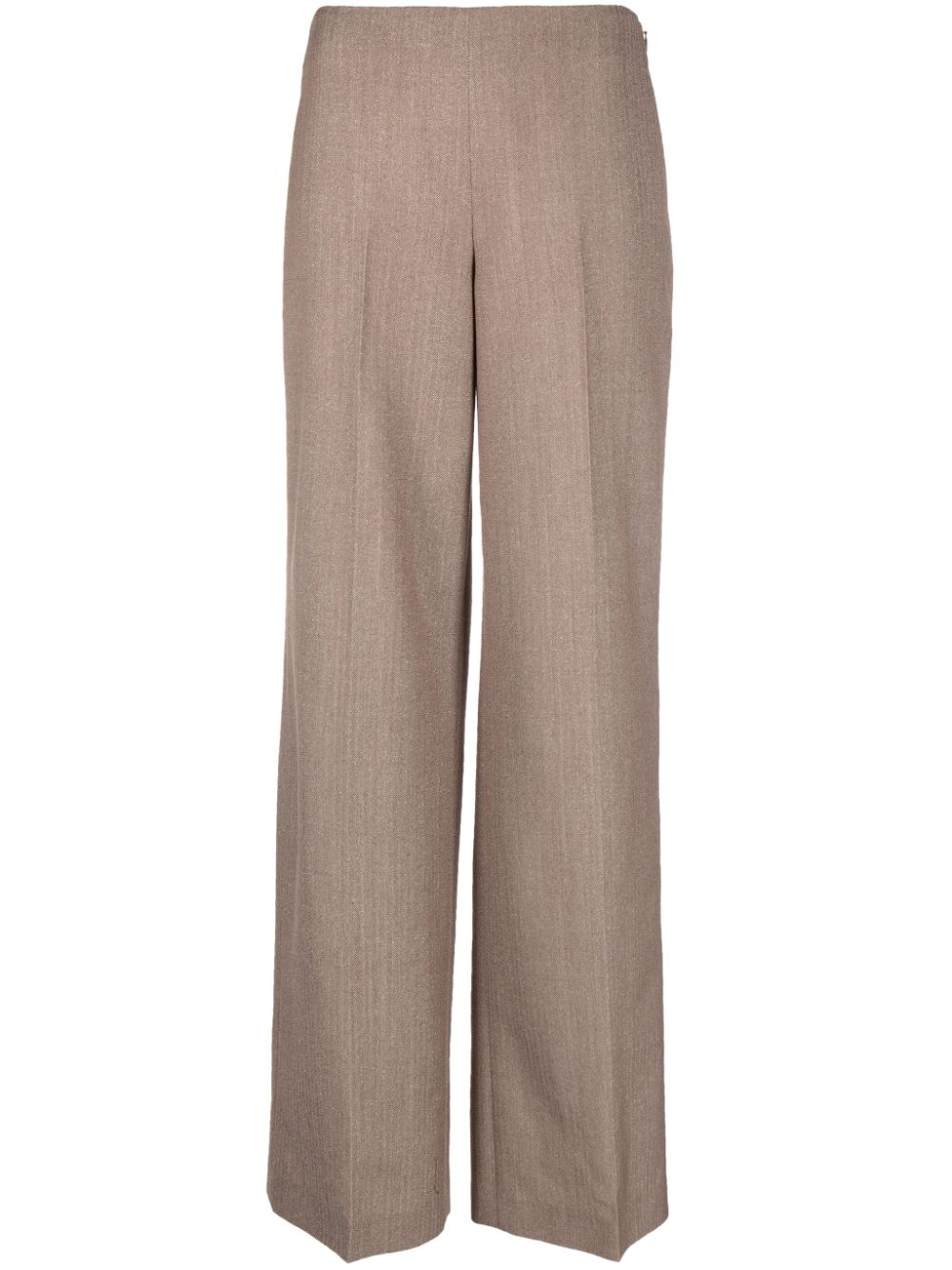 Pleated wide-leg trousers - Brown
