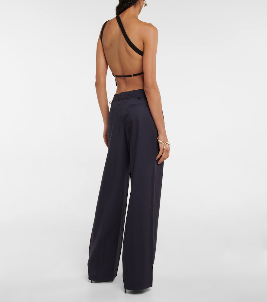 La Maille Ascu cropped linen-blend top