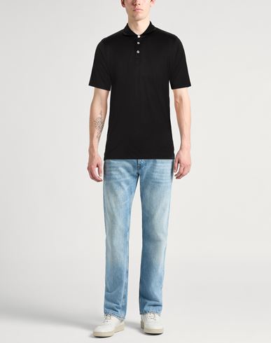 Man Polo shirt Black Size 36 Mako Cotton