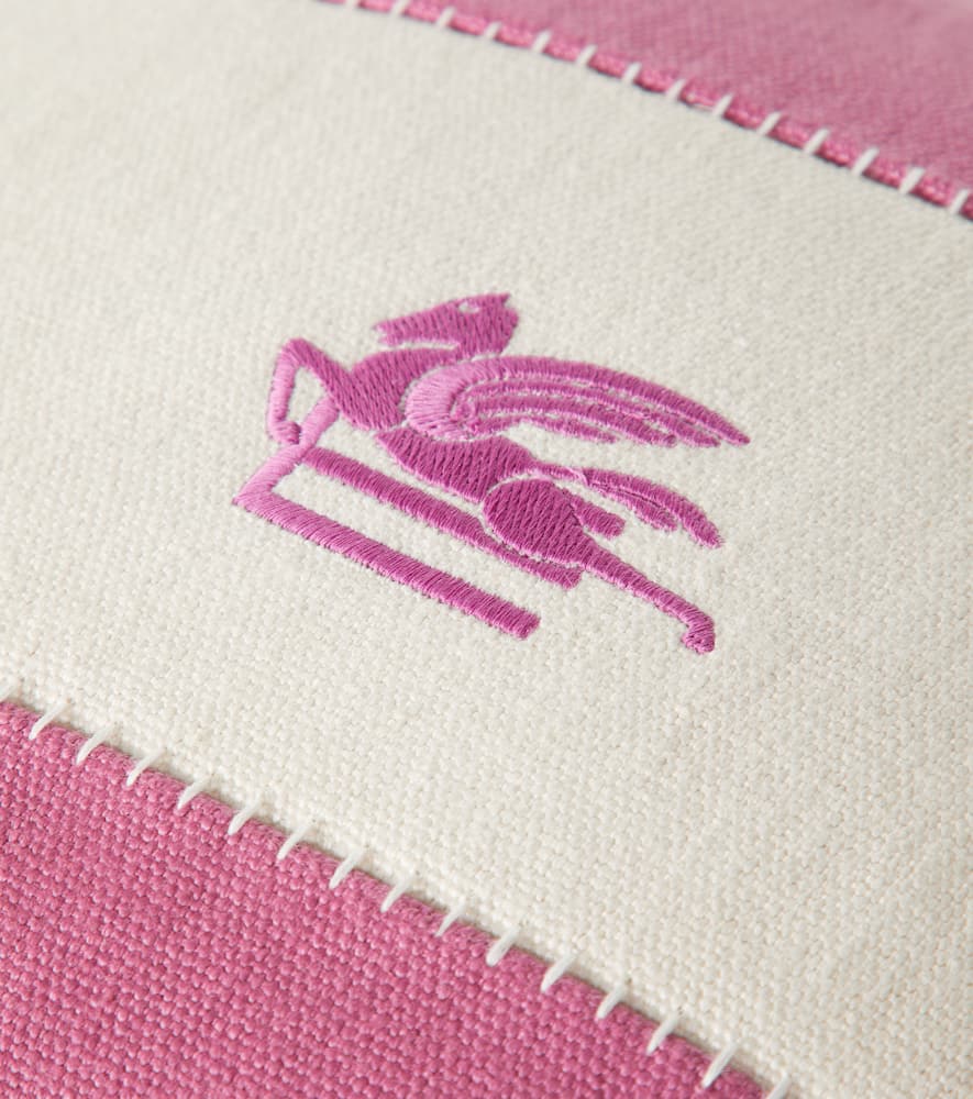 Etro Pegaso embroidered linen cushion