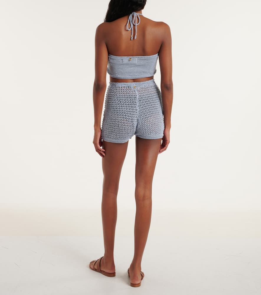 Zorya open-knit lamé shorts