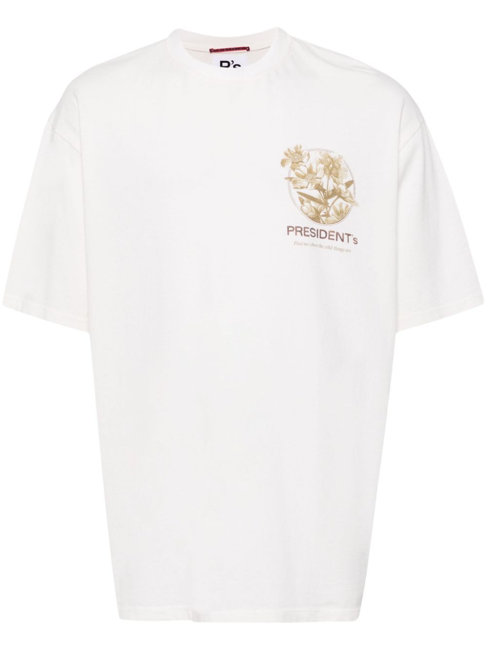 Floral-print cotton T-shirt - Neutrals