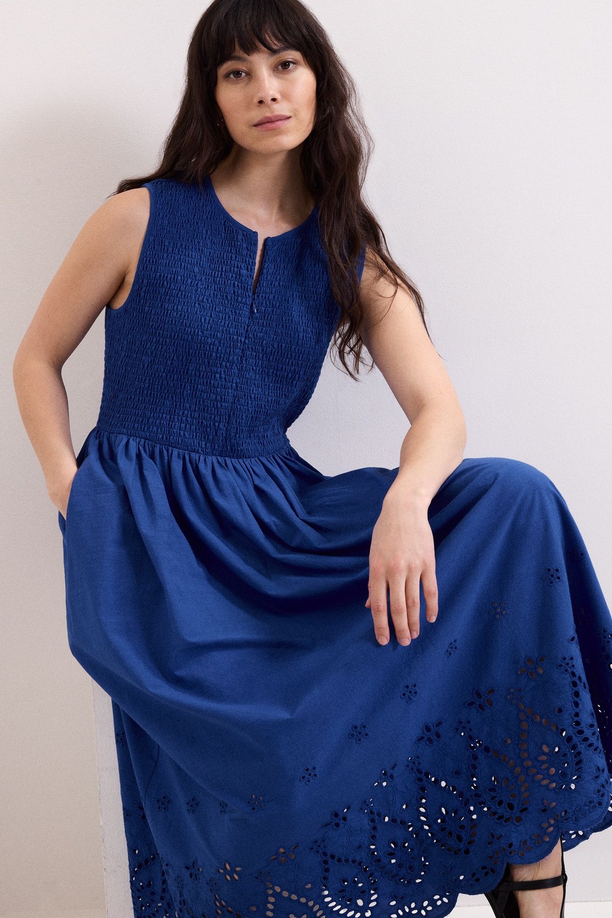 Phase Eight Women's Jade Smocked Jersey Dress in Cobalt