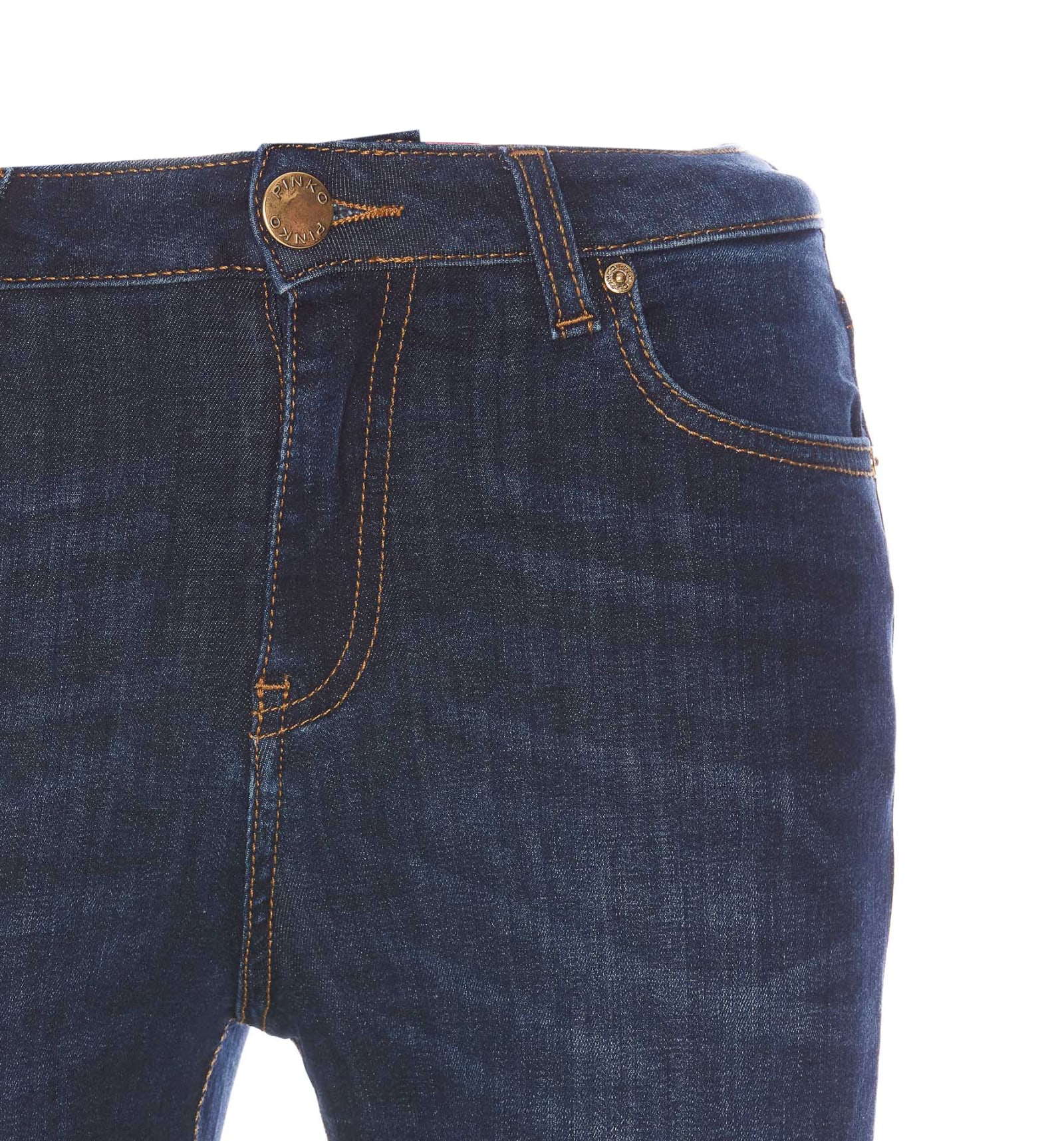 Logo-appliqué cropped skinny jeans - Blue