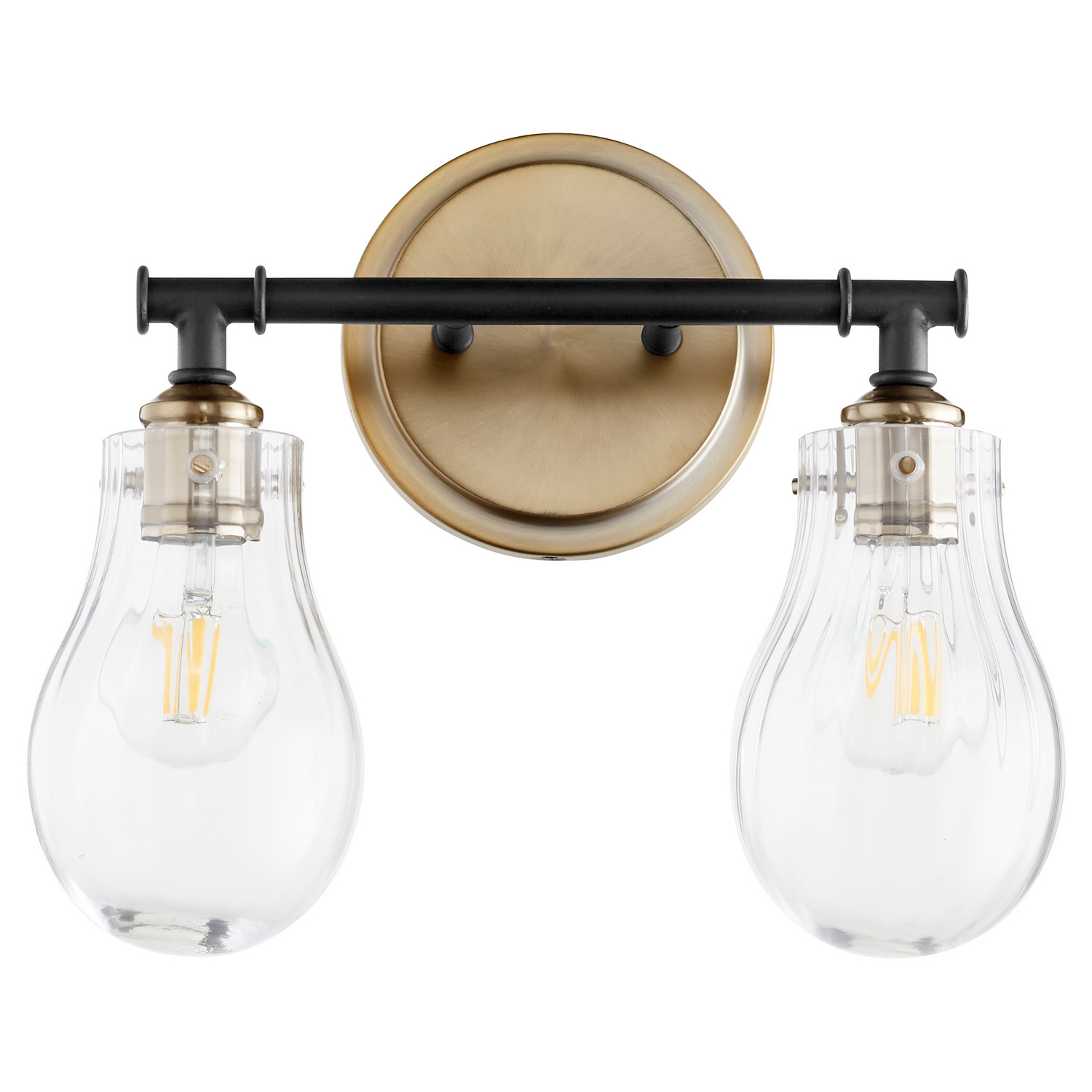 511 Lighting Series 2-Light Bathroom Vanity Light in Textured Black w with Aged Bra