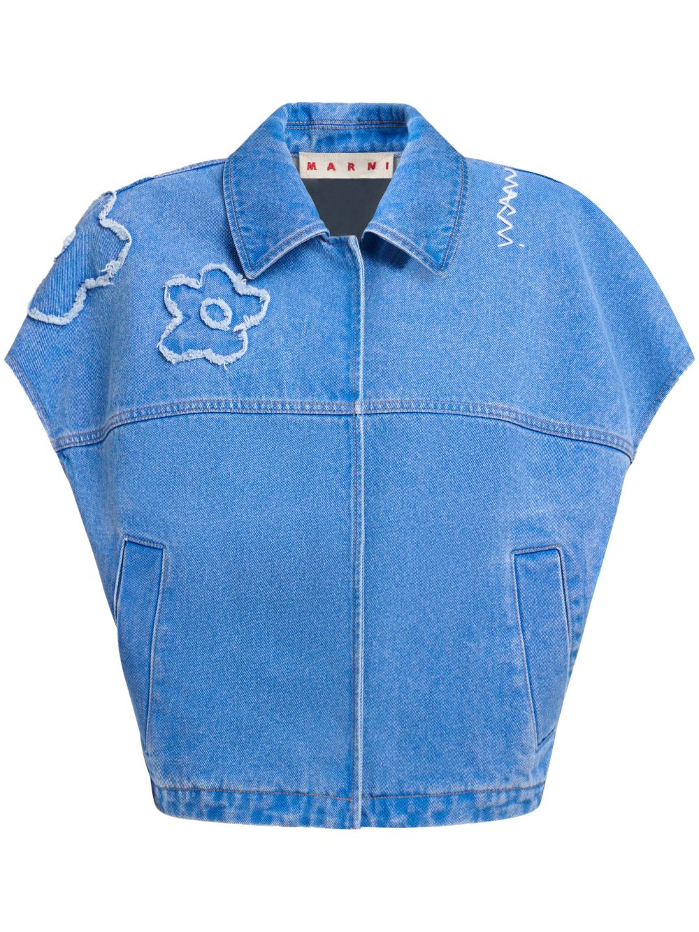 Embroidered short-sleeve jacket - Blue
