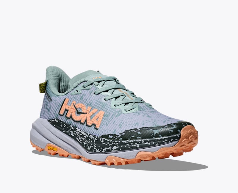HOKA Women's Speedgoat 6 GTX Shoes in Jade/Ash Grey