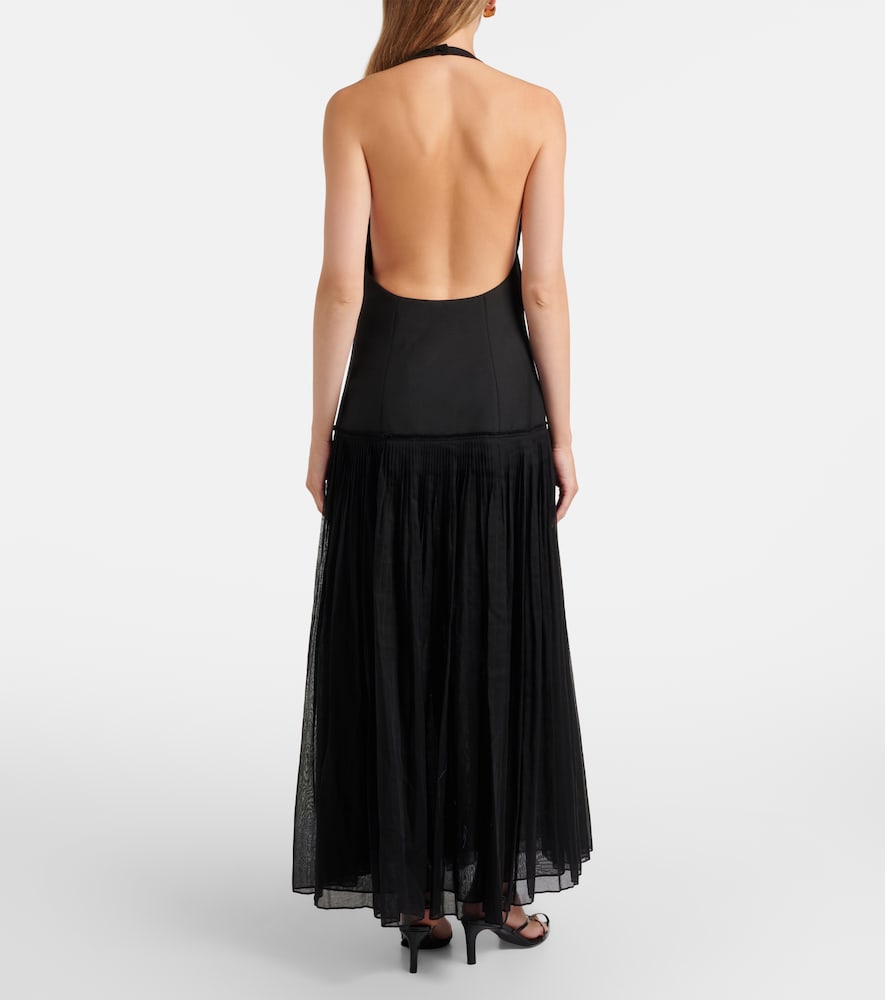 Róhe Pleated wool-blend muslin maxi dress