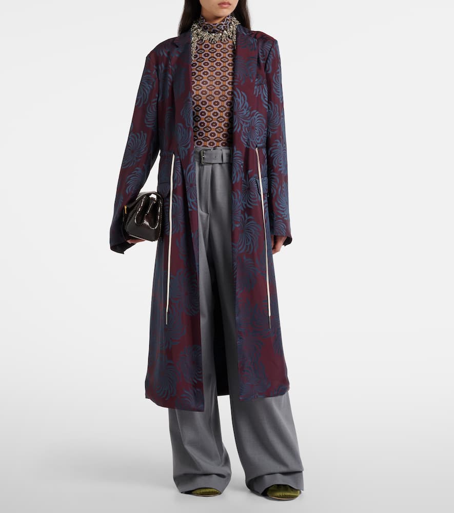 Belted wool-blend wide-leg pants