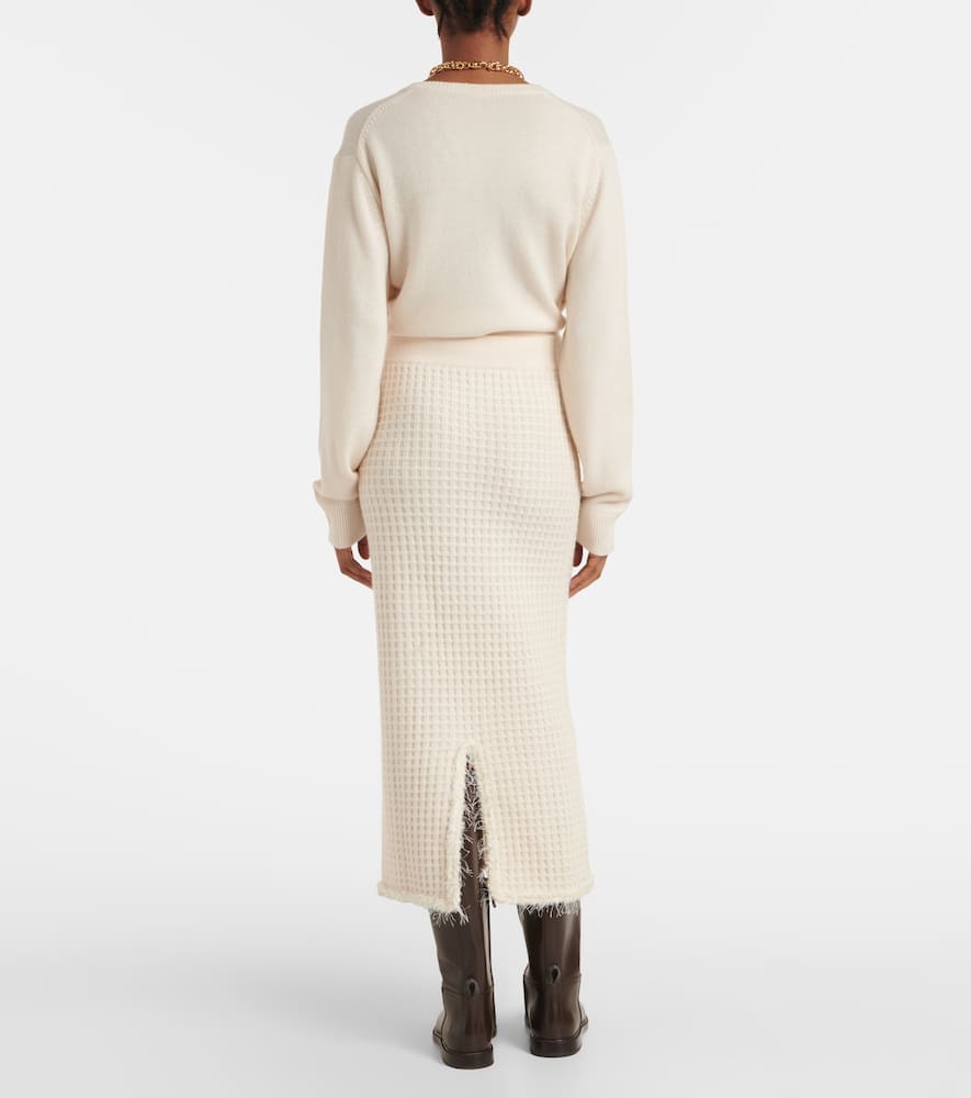 Distressed wool and cashmere pencil skirt