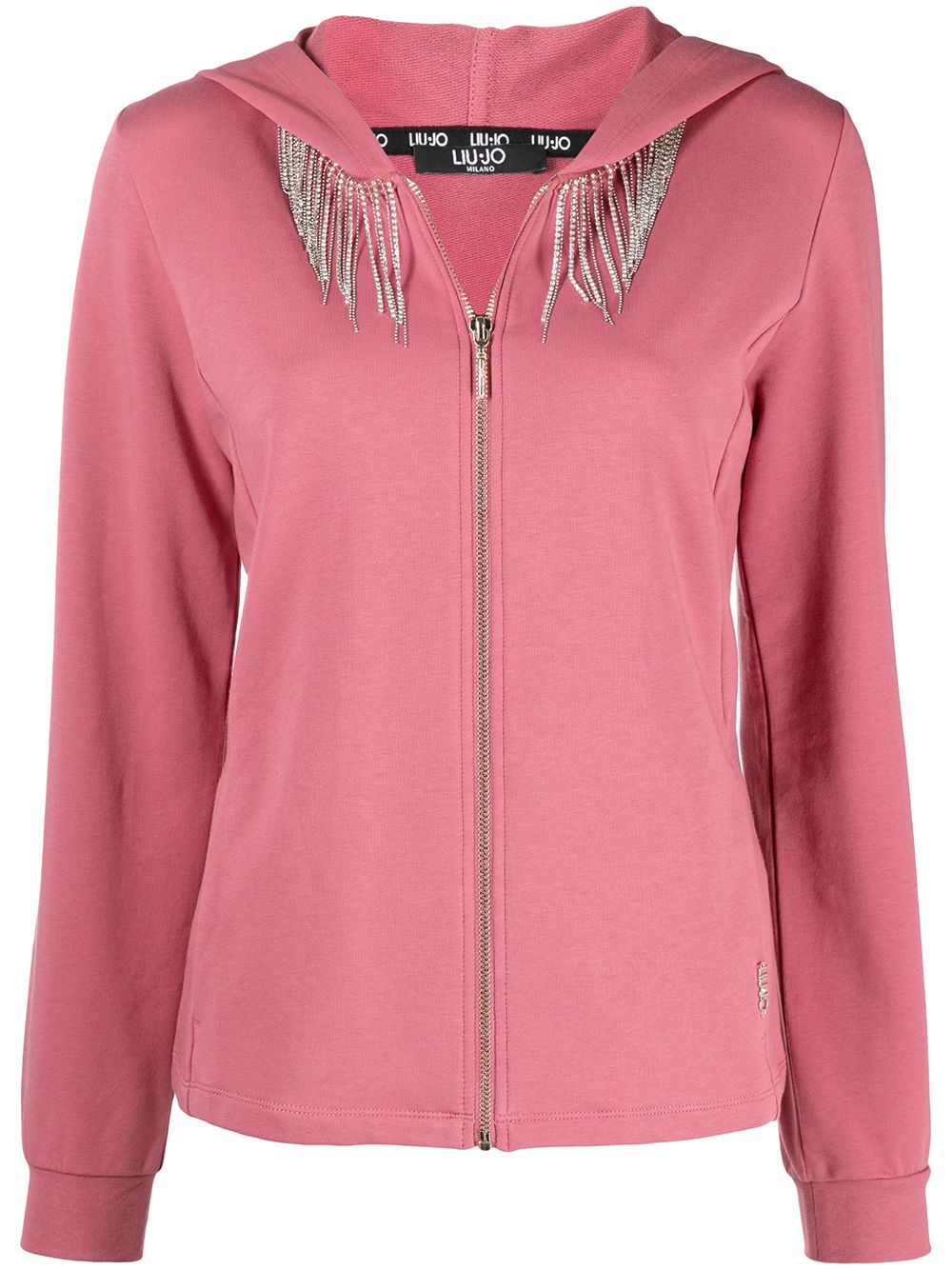 Crystal embellished chest hoodie - Pink