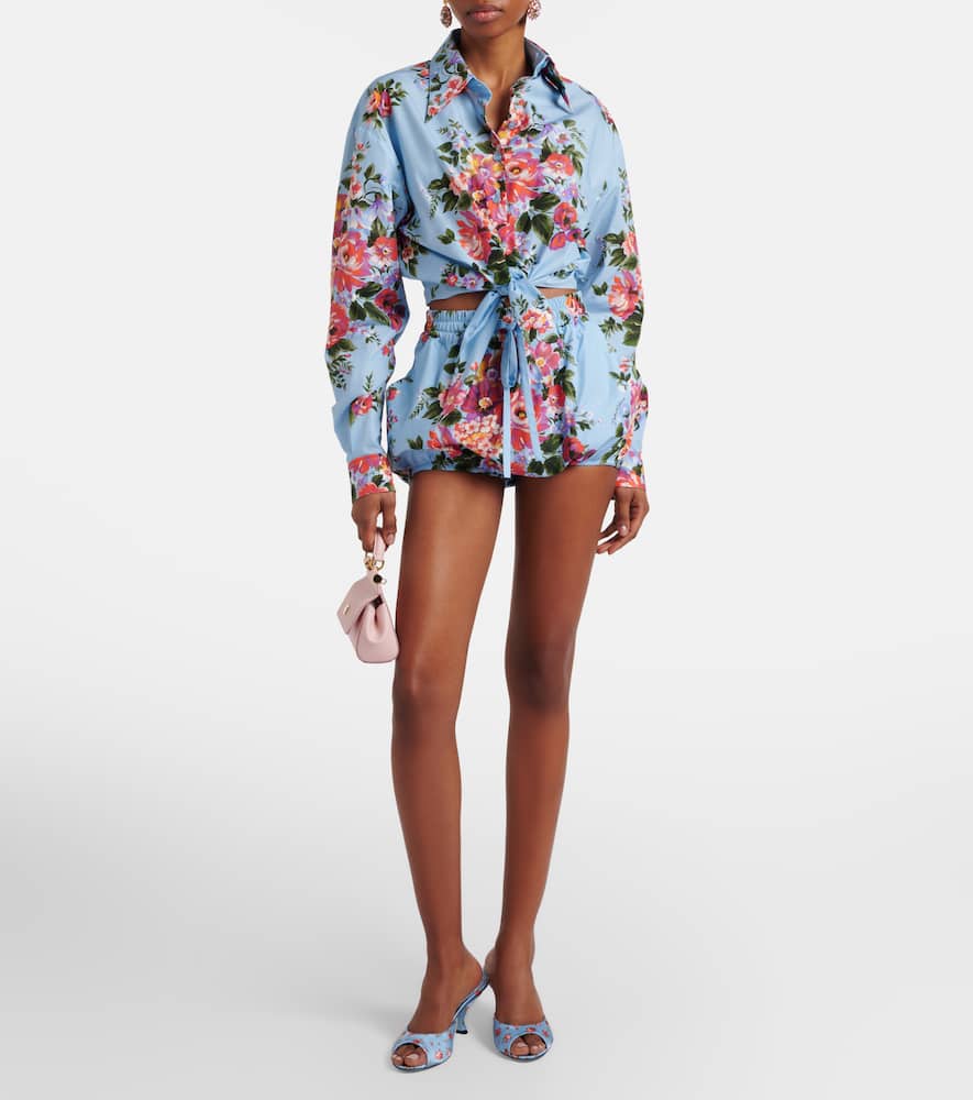Floral cotton poplin shorts