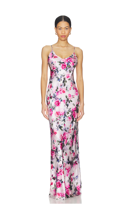 L'AGENCE Serita Maxi V Neck Bias Dress in Pink. 6. Also
