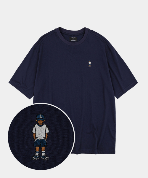 Letterboy Embroidery Short Sleeve T-Shirt Navy