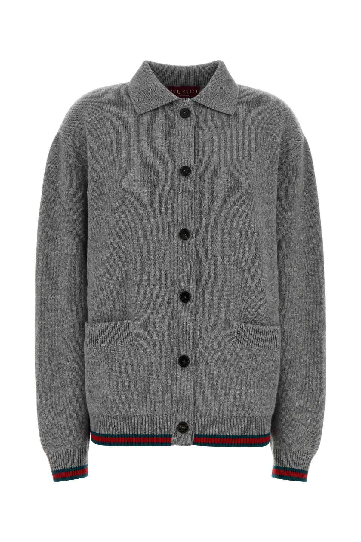 Wool-Cashmere Blend Cardigan — Gray