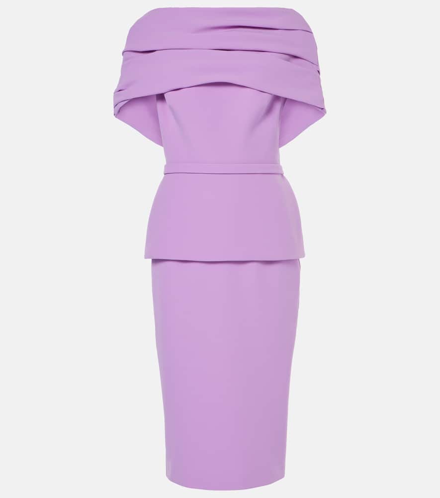 Loura draped peplum crêpe midi dress