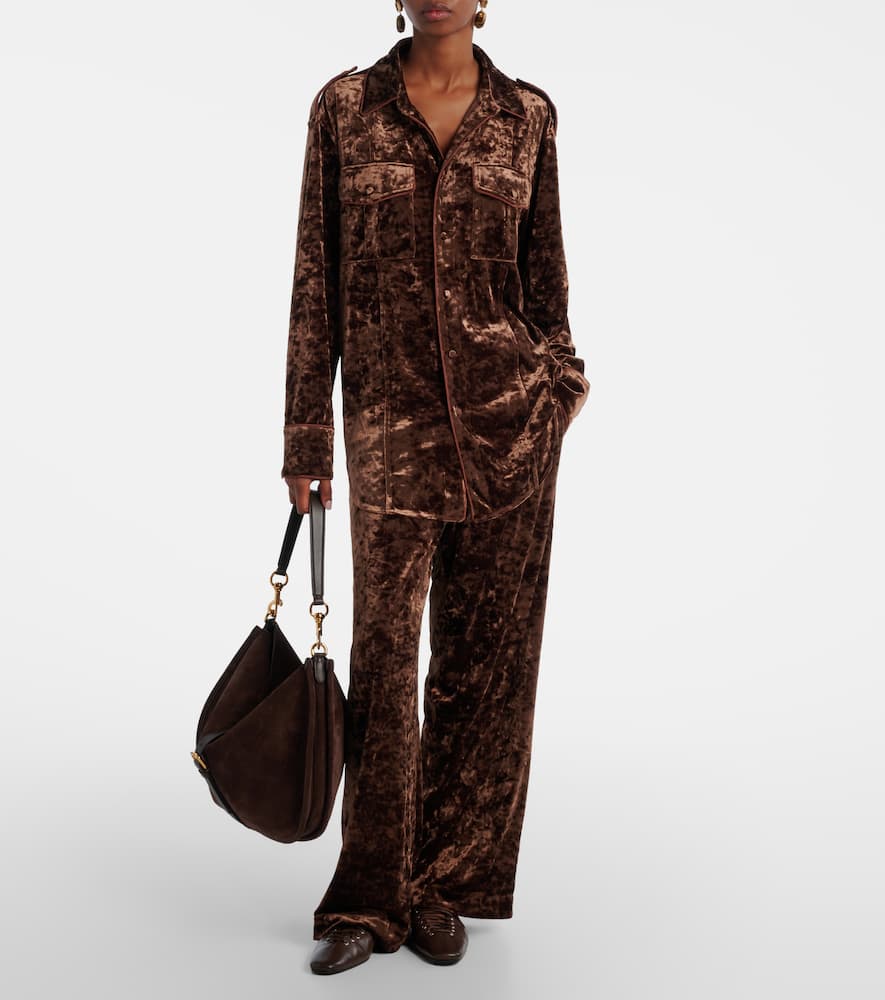 Velvet straight pants