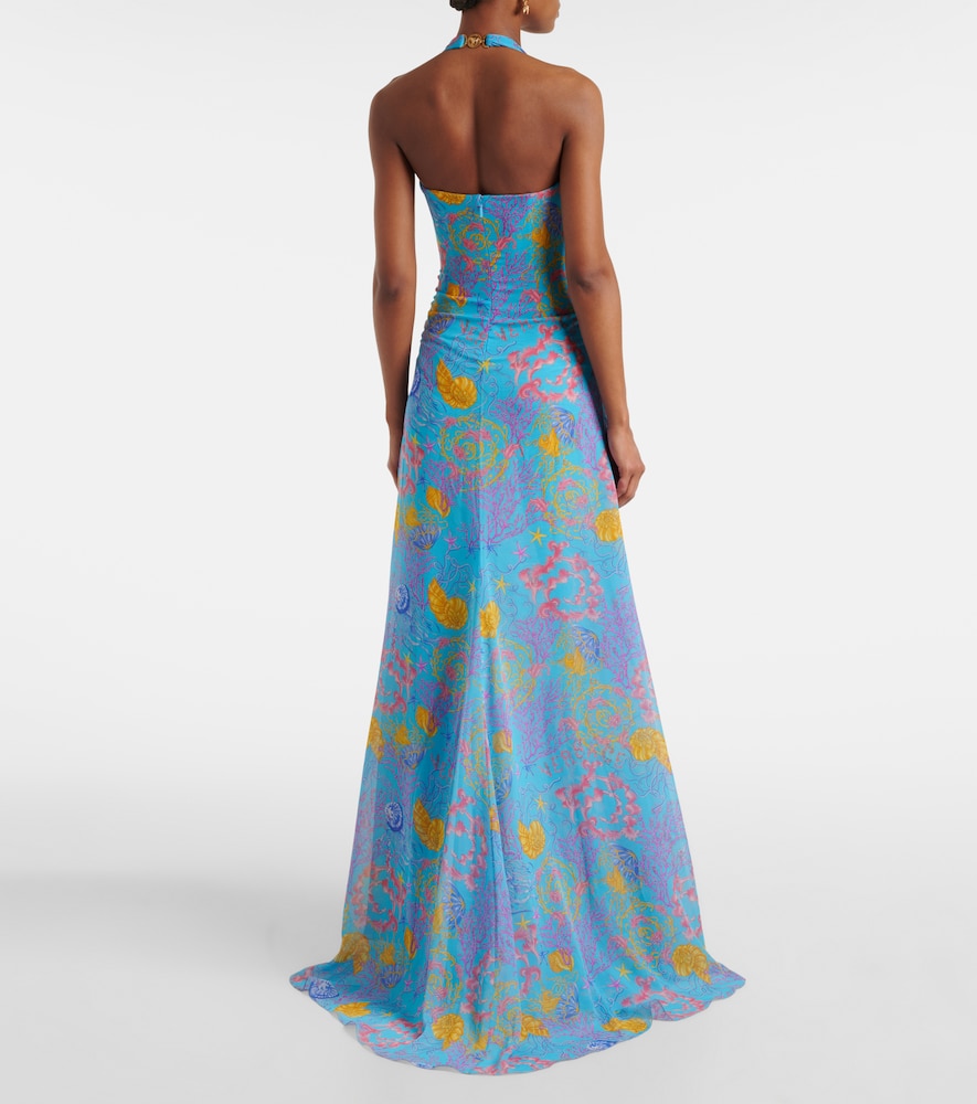 Versace Printed halterneck gown