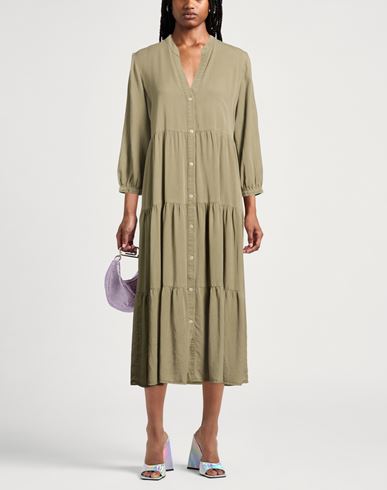 Woman Midi dress Military green Size M Tencel