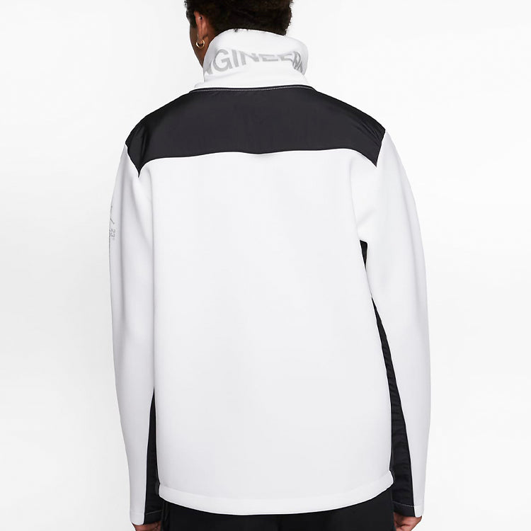 Air 23 Engineered Stand Collar Knit Contrasting Colors Half Zipper White