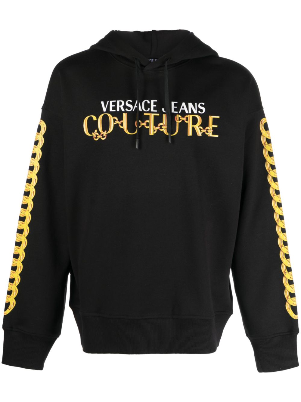 Logo-print cotton hoodie - Black