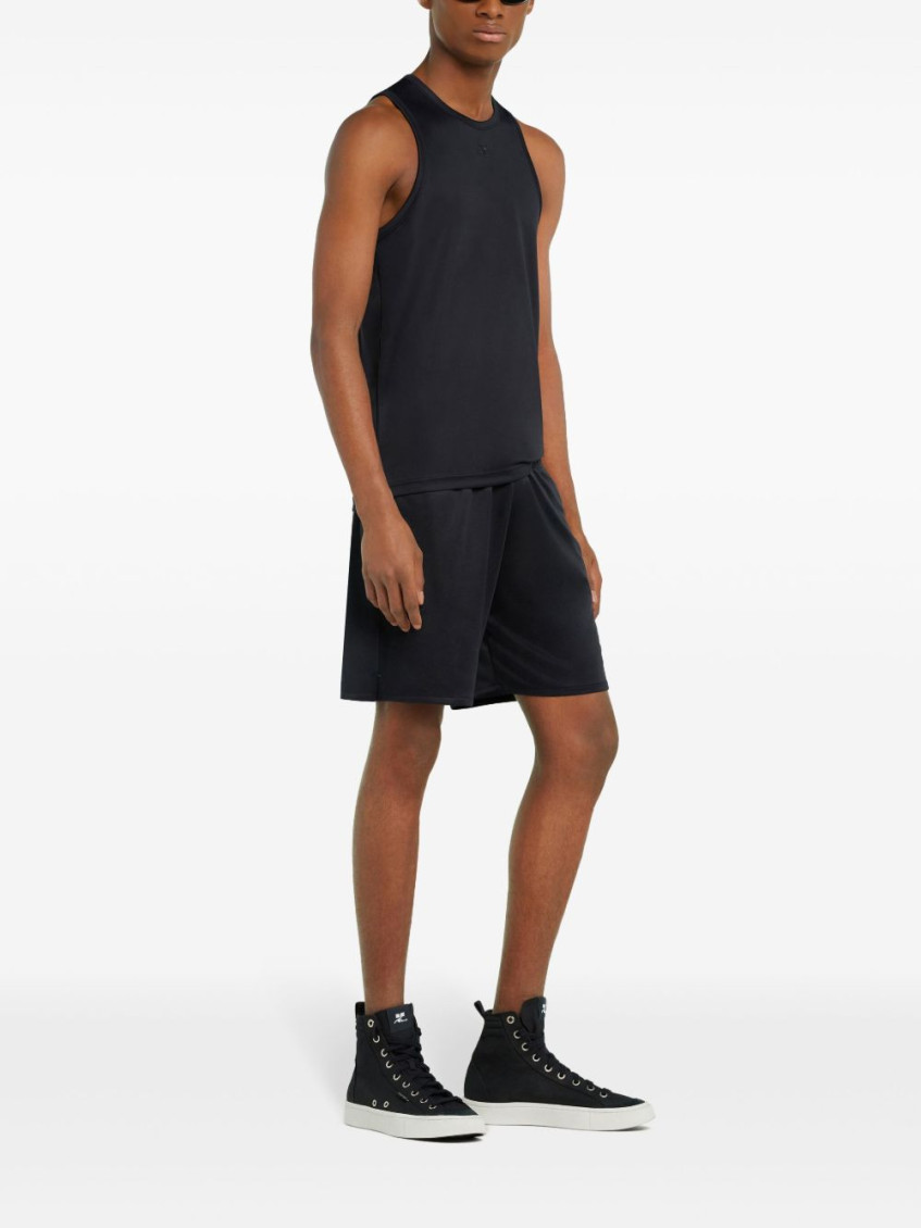Black Embroidered Logo Tank Top