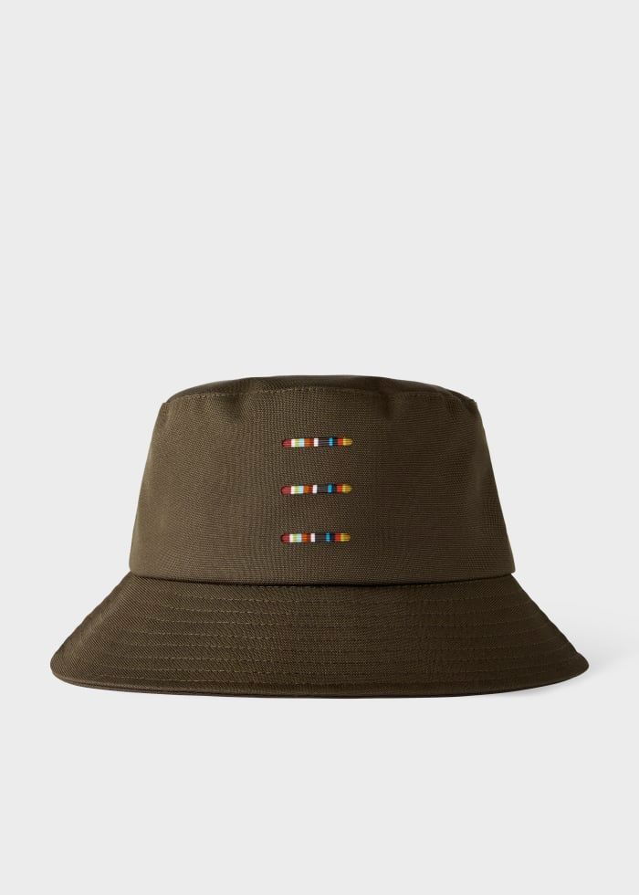 Khaki Cordura Laser 'Signature Stripe' Bucket Hat Purple