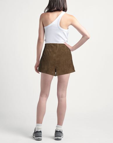 Woman Shorts & Bermuda Shorts Military green Size XS Ovine leather