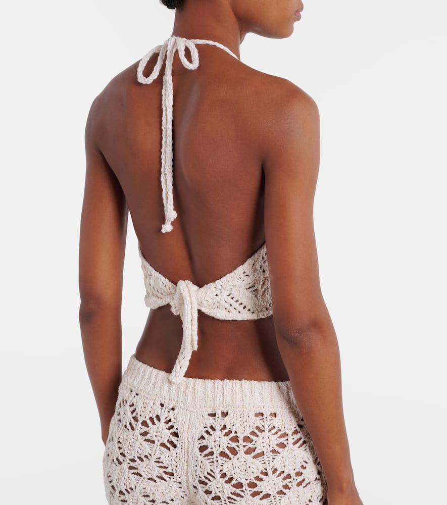 Lagoon Romance cotton-blend crochet crop top