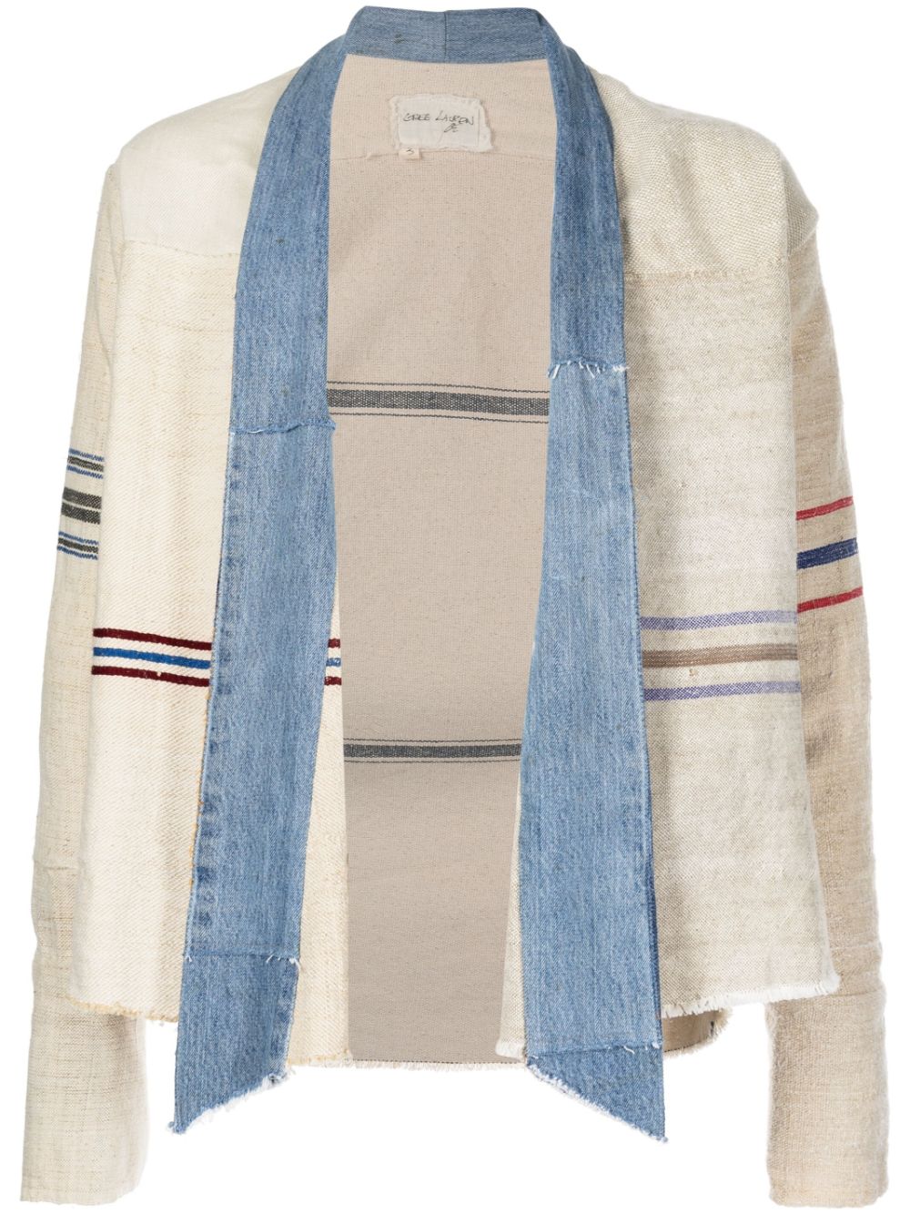 Stripe-print panelled jacket - Neutrals