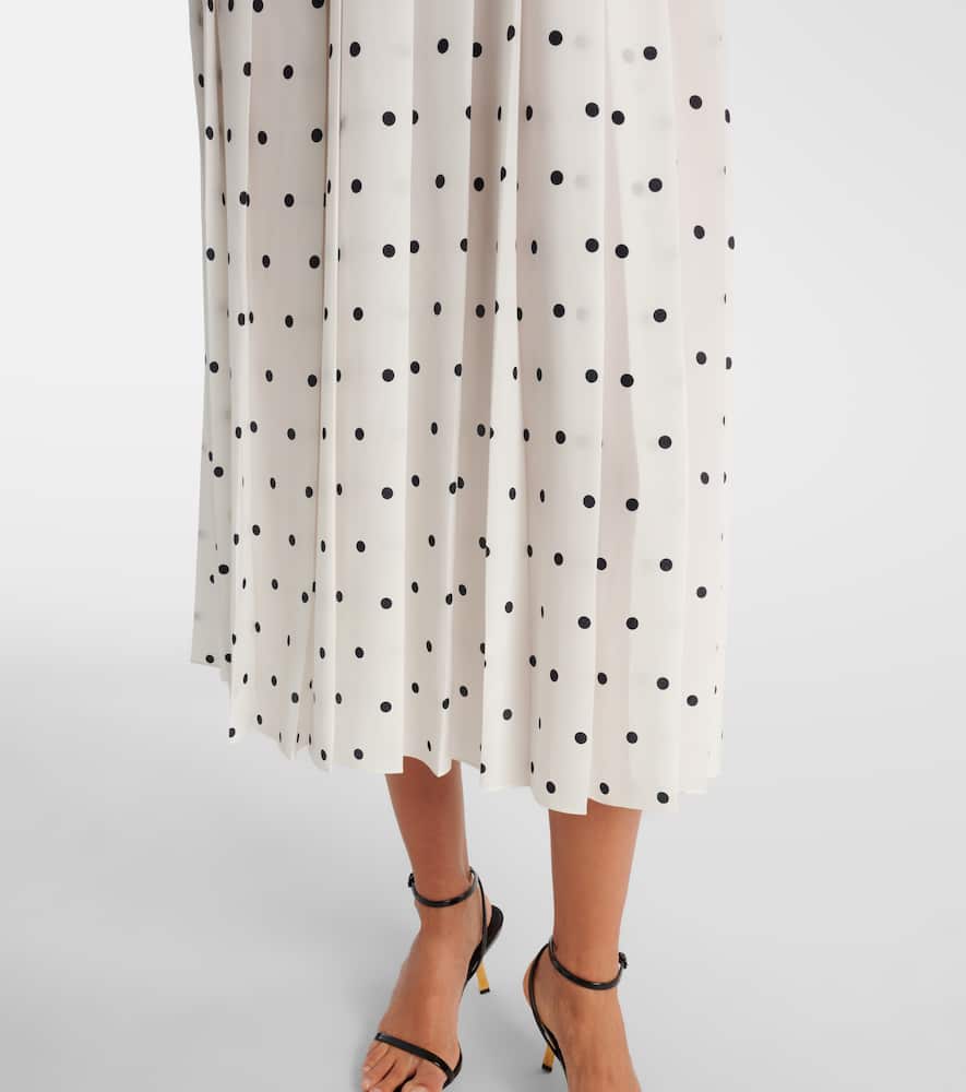 Polka-dot silk midi dress