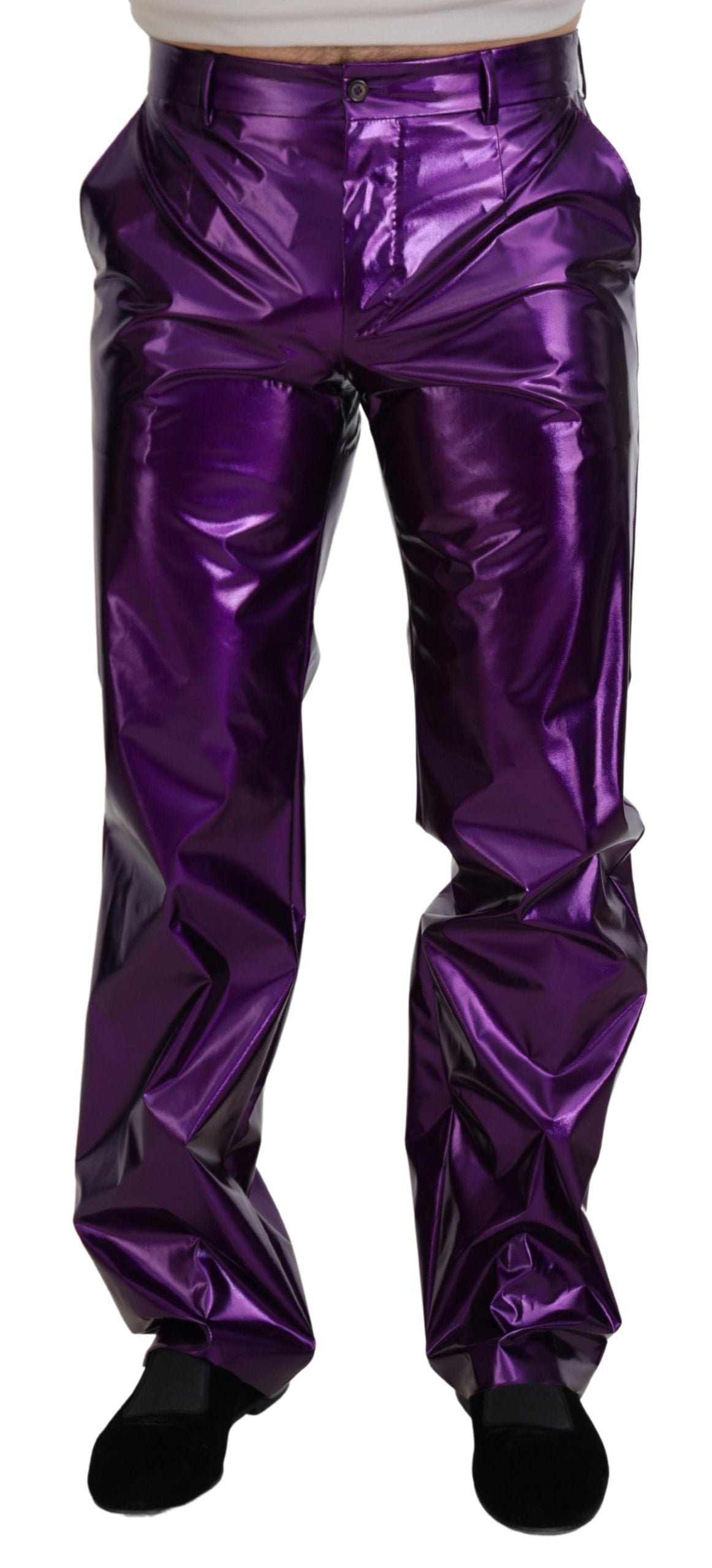 Metallic Nylon Trousers — Purple