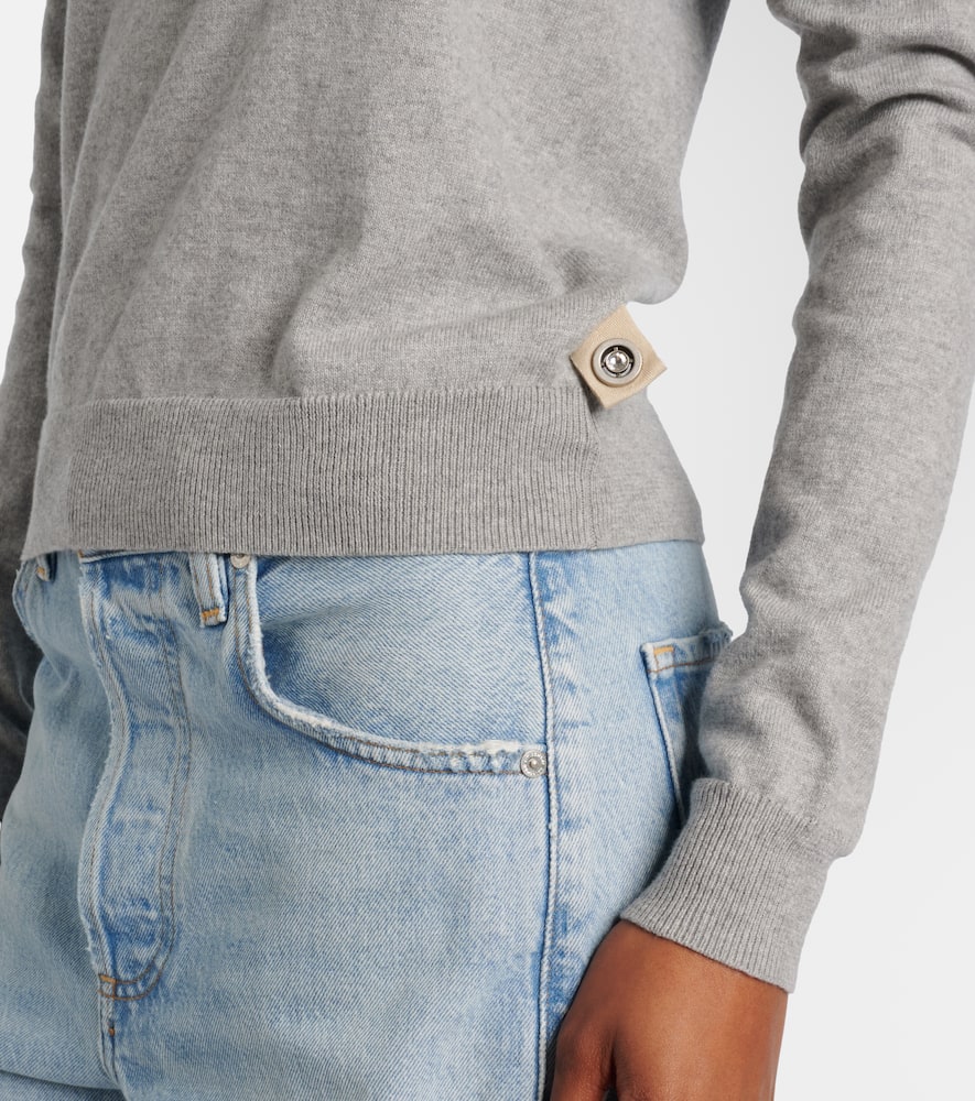 Embellished cotton and cashmere turtleneck sweater