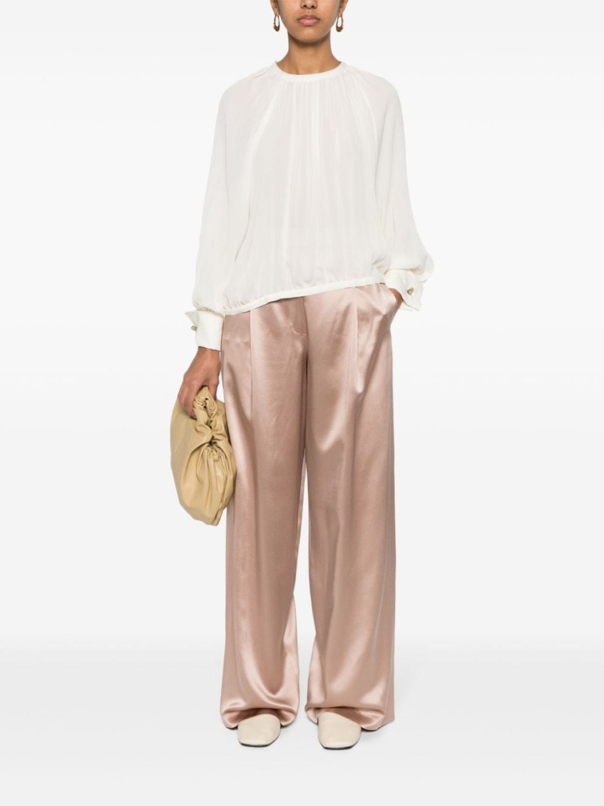- Satin Wide-leg Silk Trousers