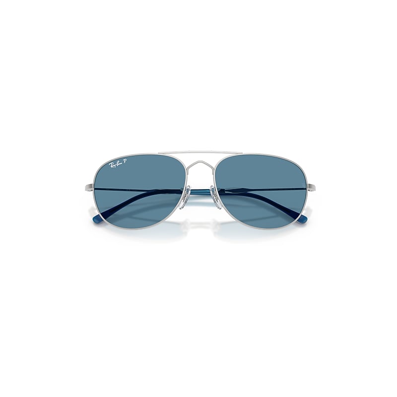 Ray-Ban Bain Bridge Polarized+ Lenses Sunglasses Silver Frame Blue Lenses Polarized