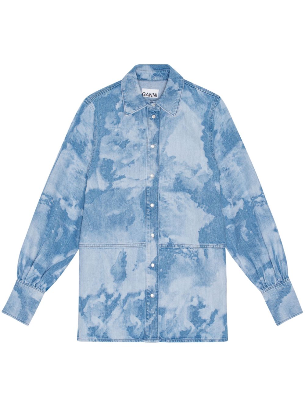 Bleach-wash denim shirt - Blue