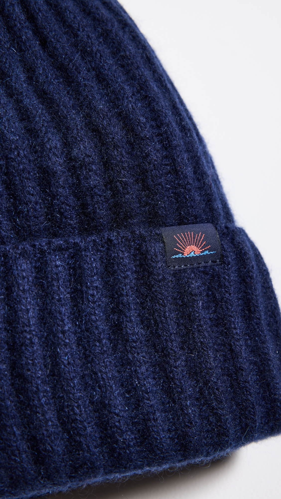 Cashmere Ribbed Beanie Navy One Size