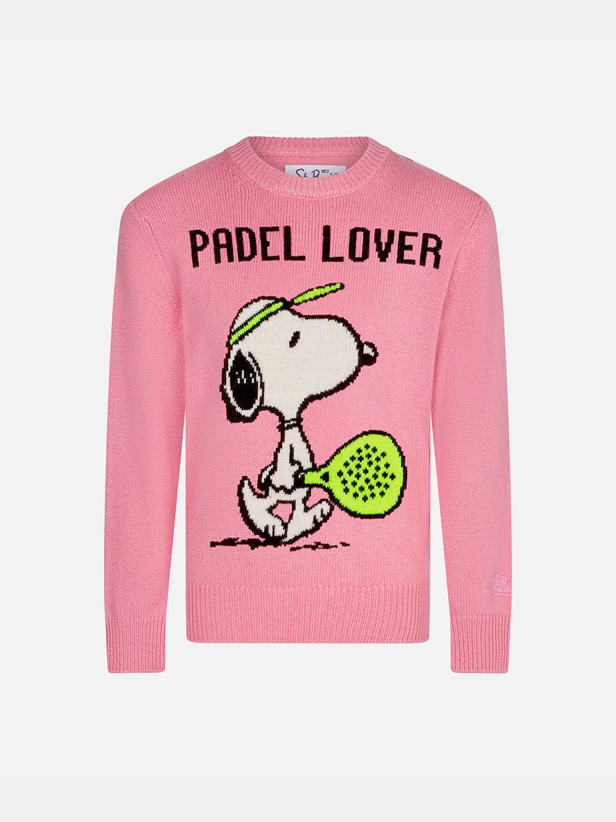 Girl Crewneck Sweater With Snoopy Padel Print Peanuts Special Edition Pink