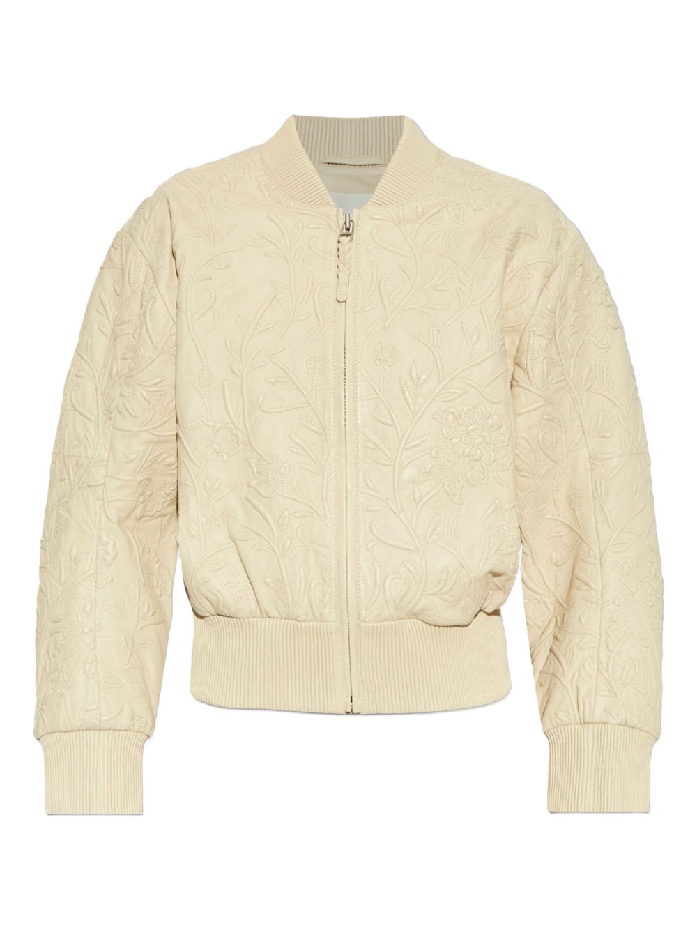 Embroidered-leather bomber jacket - Black