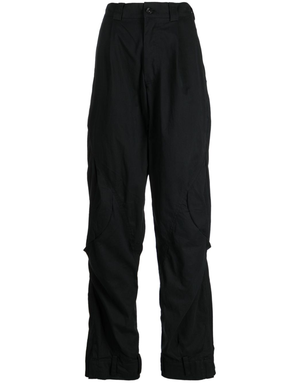Button-up cotton-blend trousers - Black