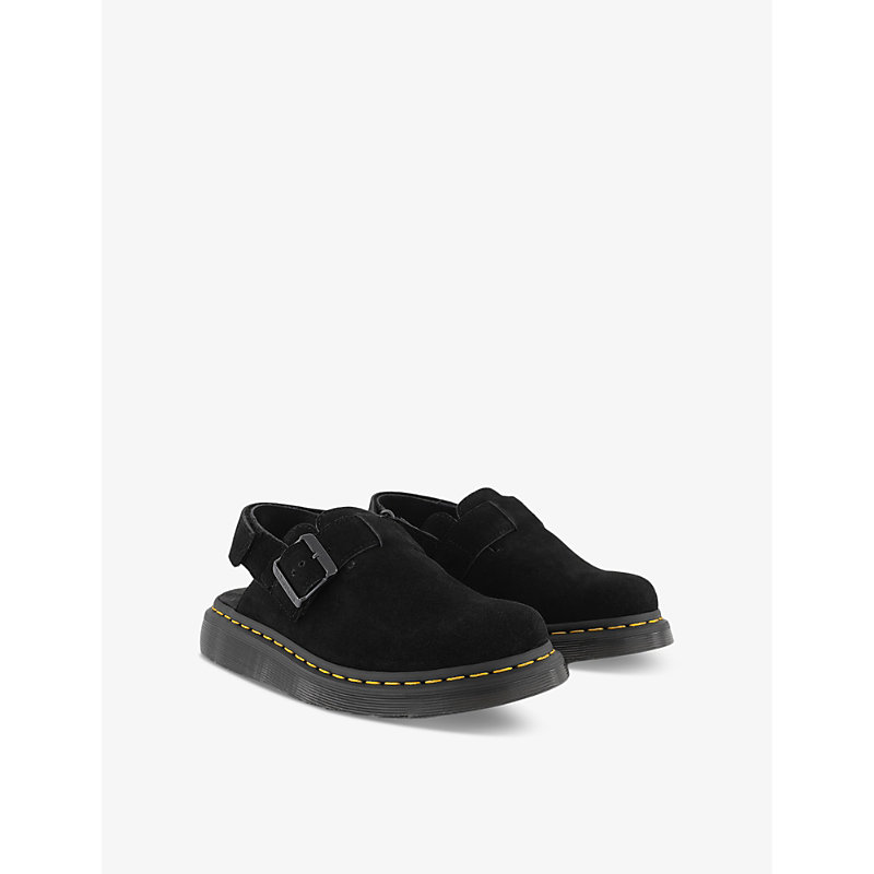 Womens Black Jorge II Suede Flat Leather Mules