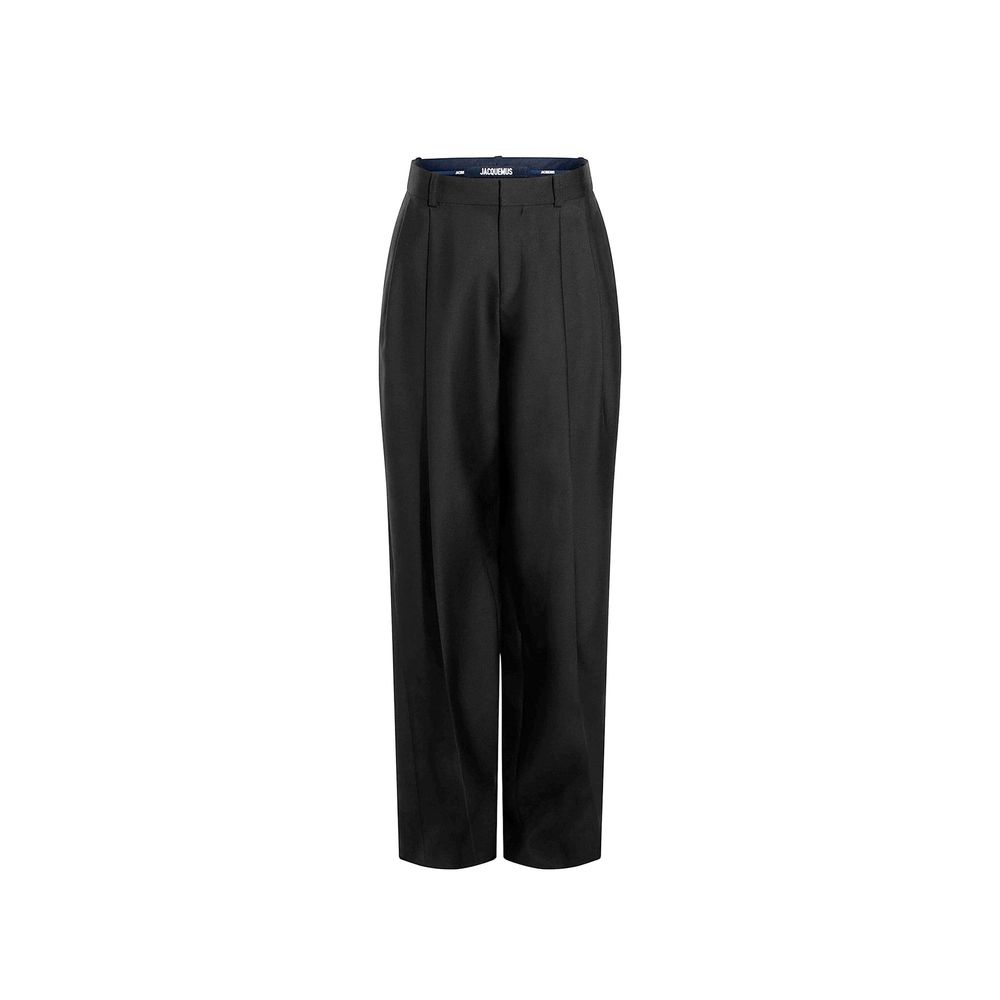 Silk Wool-Blend Flared Trousers — Black