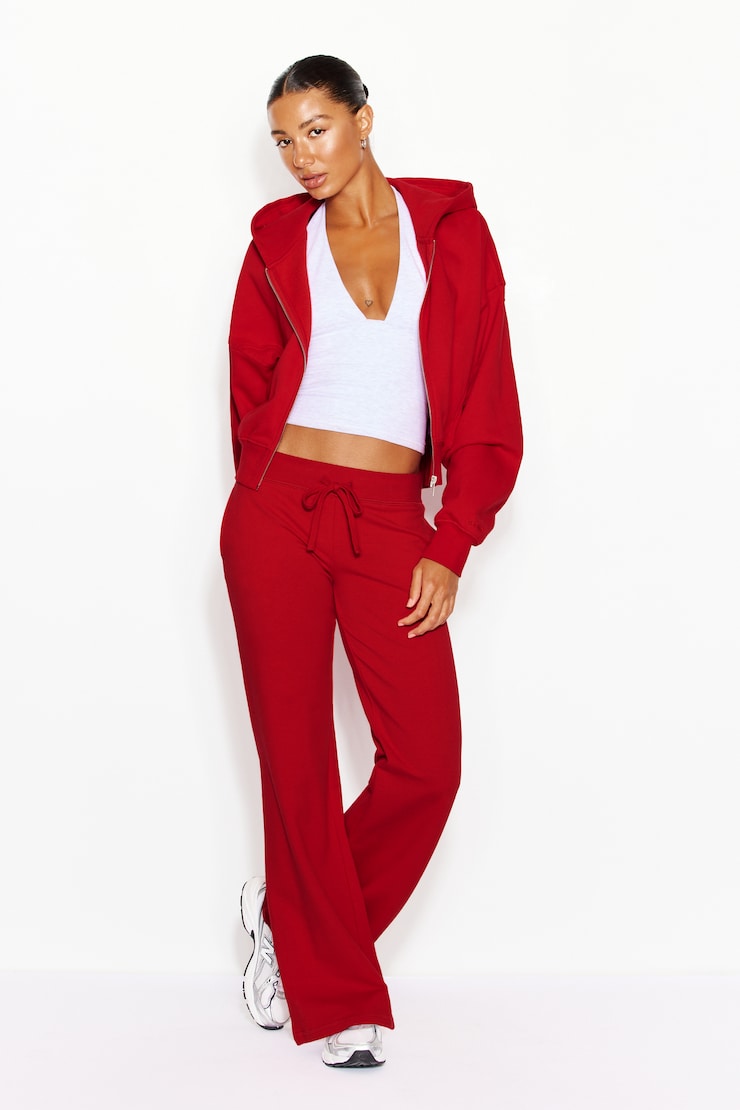 UltraFleece Cotton Zip Hoodie - Red - Women Clothing