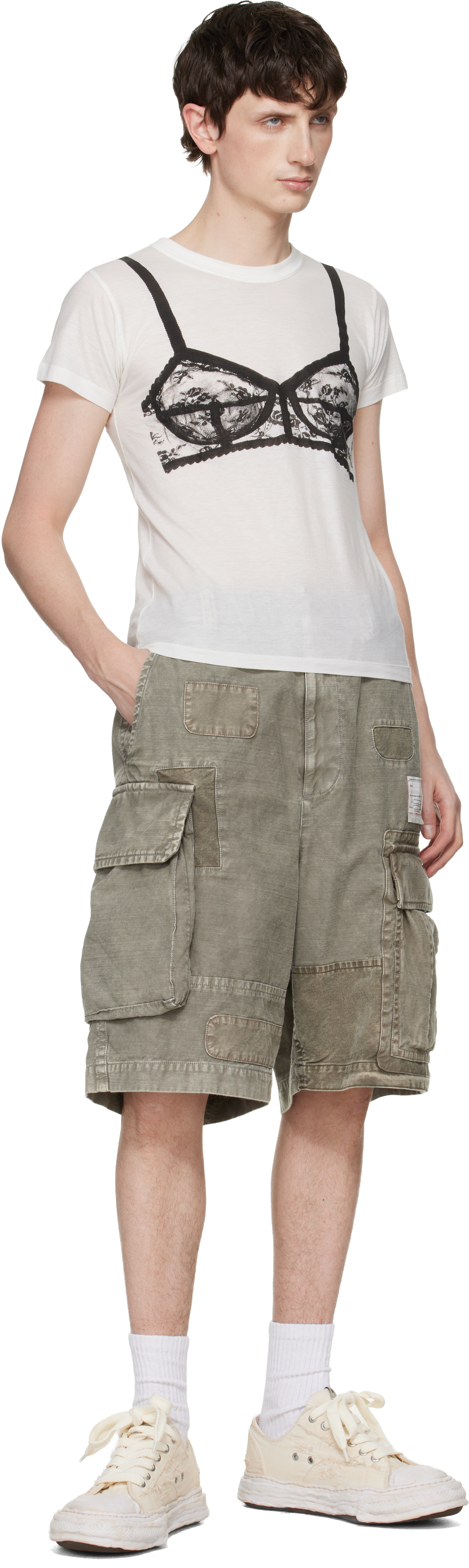 Taupe Repaired Cargo Shorts