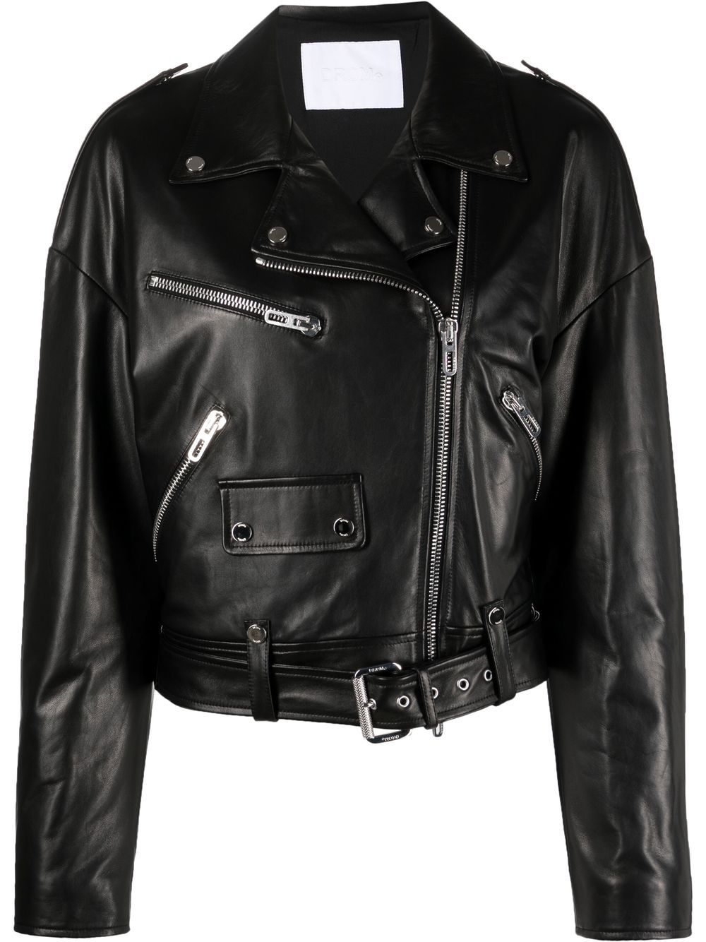 Lambskin cropped jacket - Black