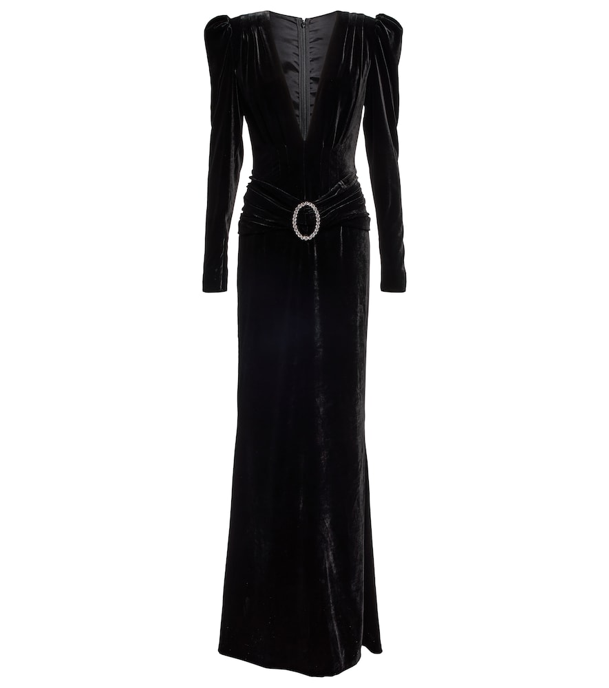 Long-sleeved velvet gown