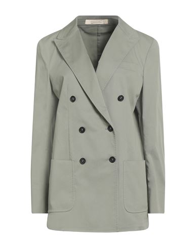 Woman Blazer Sage green Size L Cotton, Elastane